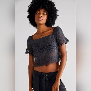 FP free people One Amelie Crochet Lace Top medium